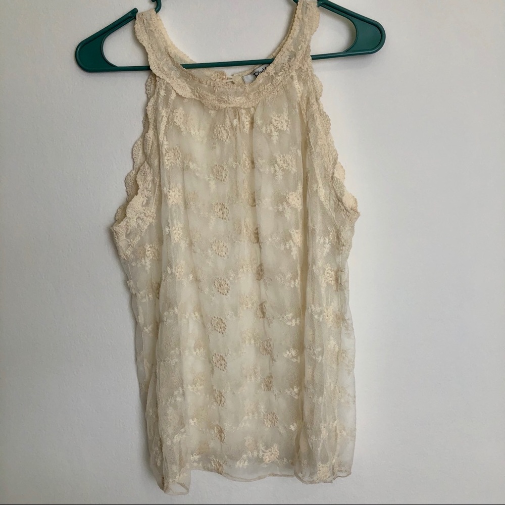 Pinky Sheer Lace Sleeveless Top